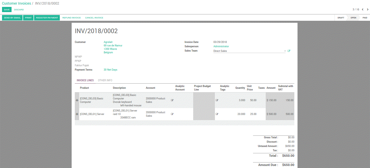 Bloc texte et image Odoo