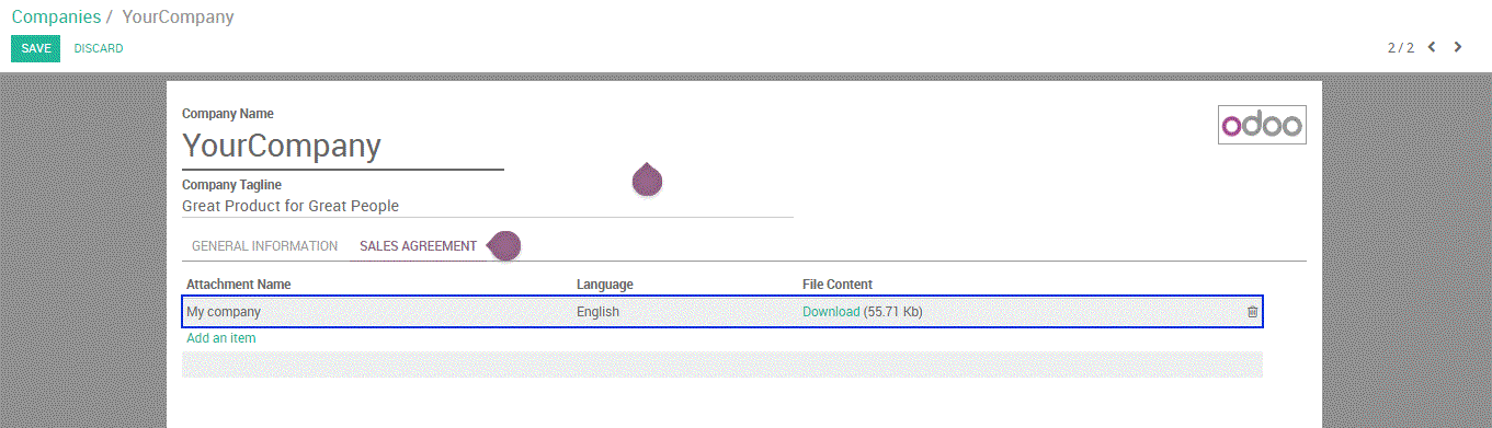Odoo テキストと画像ブロック